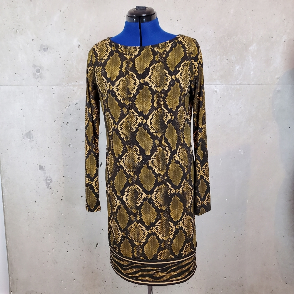 Michael Kors Python Snake Print Long Sleeve Dress… - image 1